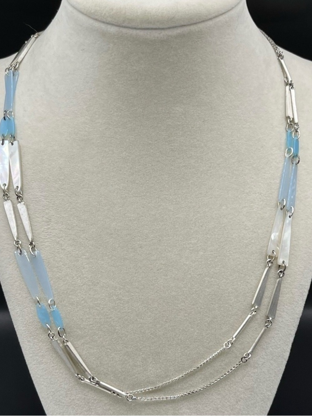 Kendra Scott Silver Station Link Necklace with Blue Accents